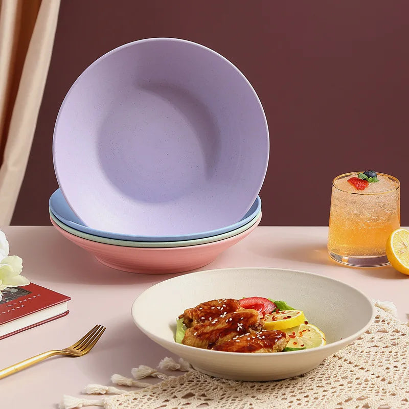 Axyaa Wheat Straw Soup Bowl Plastic Tableware, Microwavable Dinner Plate, Kitchen Utensils