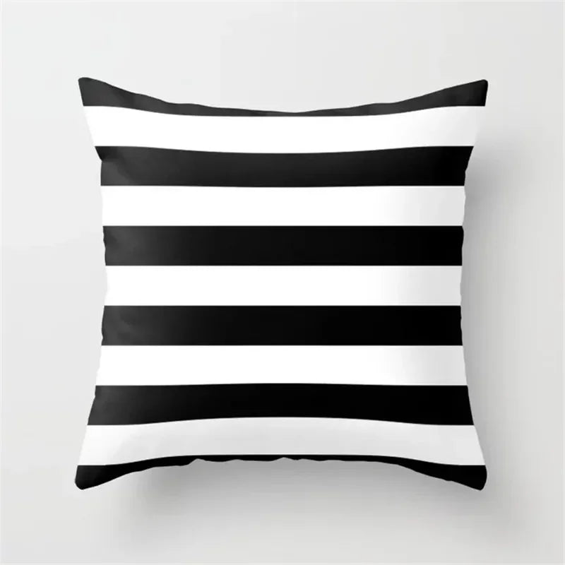 Yellow Geometric Polyester Cushion Cover by Axyaa - Modern Black Letter Pillow Cover