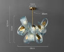 Axyaa Peacock Blue Glass Chandelier: Luxury Flower Design Pendant Lamp