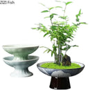 Axyaa Blue & White Porcelain Vase with Artificial Flowers: Modern Desk Decor