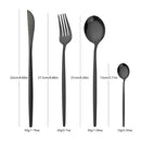 Axyaa Black Stainless Steel Cutlery Set for Dinner Kitchen, 24Pcs Flatware Set