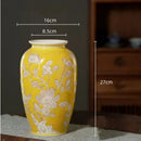 Yellow Qinghua Porcelain Vase: Chinese Style Flower Vase by Axyaa