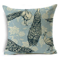 Axyaa Peacock Feather Linen Cushion Cover 45x45cm for Sofa Bed Decor
