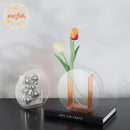 Acrylic Round Vase by Axyaa: Transparent Geometric Plant Pots for Stylish Room Decor