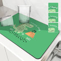 Axyaa Dino Text Kitchen Drying Mat - Quick Draining Pad for Bathroom & Faucet