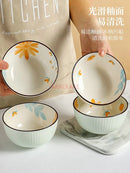 Axyaa Daisy Ceramic Rice Bowls Set