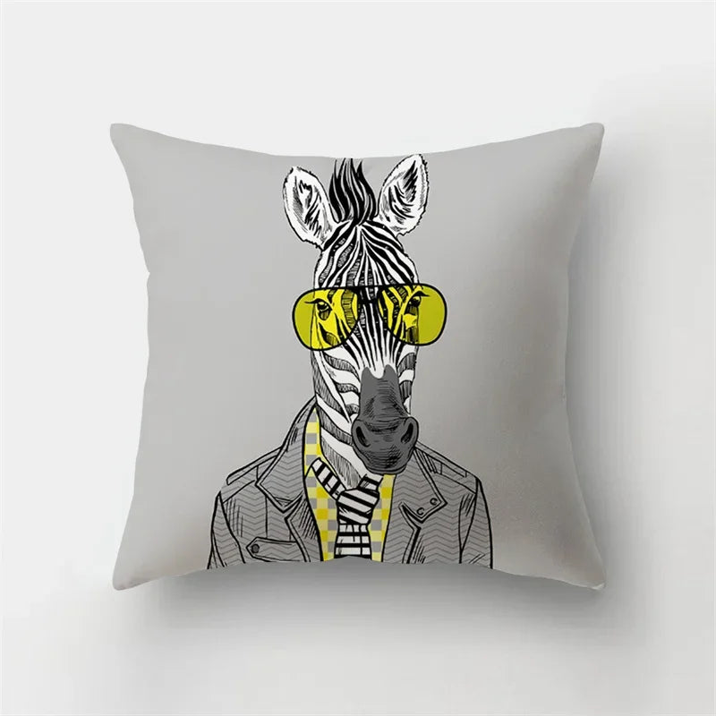 Yellow Black Geometric Cushion Cover - Wave Line Design by Axyaa