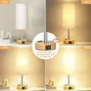 Axyaa Dimmable Cylindrical Bedside Table Lamp with USB Charging