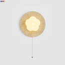 Axyaa Cotton LED Wall Lamps Pull Chain Switch Yellow Travertine Modern Nordic Lighting
