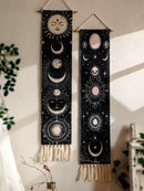 Axyaa Moon Phase Celestial Wall Hanging Tapestry with Tassel