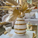 Axyaa Gold-plated Ceramic Vase with Artificial Flowers: Desk Decoration Floral Arrangement