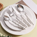 Axyaa Ceramic Pearl Cutlery Set - Knife, Fork, Spoon, Steak Spoon, Creative Design