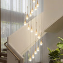 Axyaa Luxury Crystal LED Chandelier, Gold Pendant Light for Staircase and Lobby