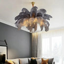 Axyaa Ostrich Feather Pendant Light: Nordic LED Ceiling Chandelier for Home, Bedroom, and Living Room