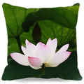 Pink White Lotus Pattern Square Cushion Cover 45X45CM by Axyaa