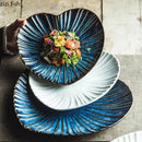 Axyaa Heart Shaped Ceramic Dessert Sushi Snack Plate - Striped Tableware Display