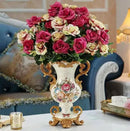 Axyaa European Resin Vase with Artificial Flower Figurines for Home & Office Decor