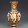 Axyaa Hexagonal Ceramic Enamel Porcelain Antique Entrance Vase