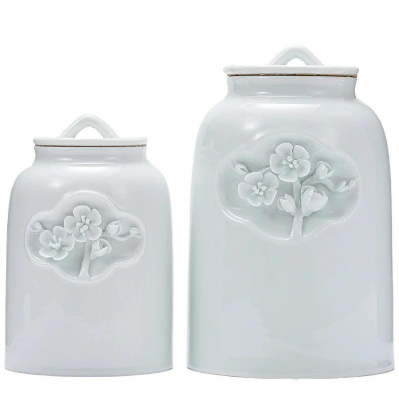 Axya Embossed Flower Tea Pot & Sealed Storage Jars - Kitchen Container & Coffee Can