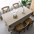 Axyaa Linen Tablecloth With Tassel, Dustproof & Thicken for Wedding Dining Table