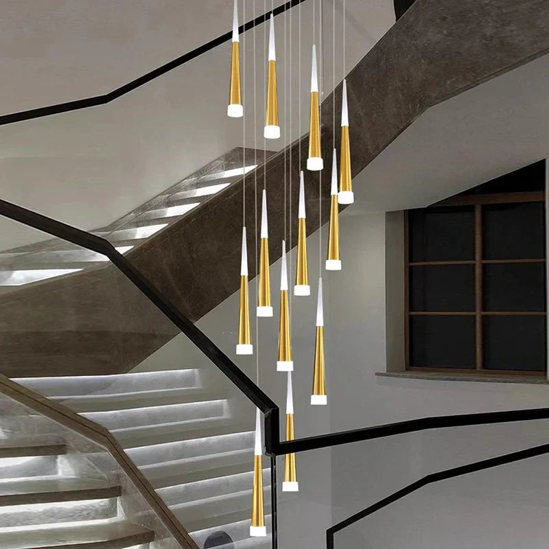 Axyaa Staircase Chandeliers Pendant Light Lamps Modern Home Decor LED Lights