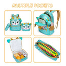 Axyaa Cute Animal Primary School Girls Rolling Backpack Set