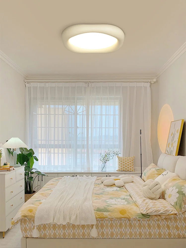 Axyaa Resin Cream Ceiling Lamp: Modern Minimalist Master Bedroom Light