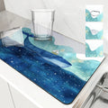 Axyaa Ocean Whales Sailing Stars Absorbent Drying Mat for Kitchen Tables