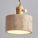 Axyaa LED Pendant Lights Yellow Travertine Gold Brass Hanging Lamp for Kitchen Island