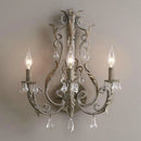 Axyaa French Retro Iron Crystal Wall Lamp with 3 Heads for Rural Living Spaces