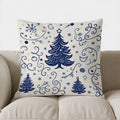 Axyaa Christmas Trees & Swirls Pattern Pillow Cover for Sofa, Bedroom, Car