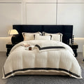 Axyaa Winter Thickened Carved Milk Fleece 4-Piece Set Coral Fleece Bedding