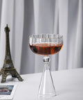 Axyaa Nordic Ripple Red Wine Glass with Ball Stem - Blue Amber Base