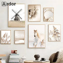 Axyaa Bird Lake Canvas Print Nordic Wall Art Poster for Living Room Decor