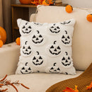 Axyaa Halloween Ghosts Cushion Cover - Soft White Orange Embroidered Texture