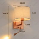 Axyaa LED Fabric Lampshade Wall Lamp with Adjustable Spotlight for Home and Hotel