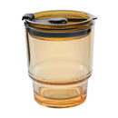 Axyaa Coloured Glass Tumbler Cup with Lid & Straw - 400ml Grey Amber Glass