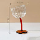 Axyaa Clear Flower Base Bent Stem Goblet 200ml Drinking Glass Set