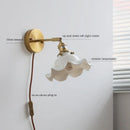 Axyaa White Flower Ceramic Wall Lamp Sconce Indoor Lighting Plug Switch Bedroom Mirror Light