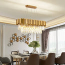 Axyaa Gold Villa Crystal Chandelier Pendant Lights for Dining Room Kitchen Island