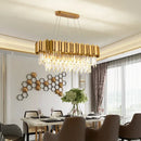 Axyaa Gold Luxury Villa Crystal Chandelier Dining Kitchen Island Pendant Lights