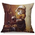 Axyaa Cat Portrait Nordic Art Pillow Cover