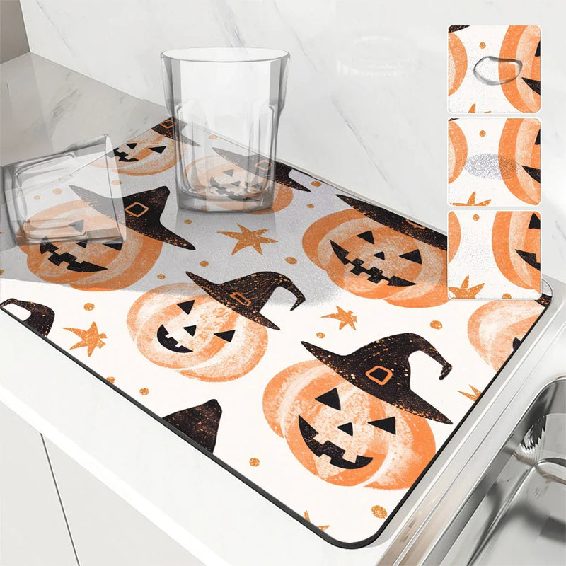 Axyaa Halloween Head Absorbent Drain Pad for Kitchen, Bathroom, and Tableware