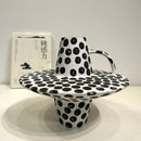 Axyaa Geometric Black White Dot Ceramic Vase: Handcrafted Abstraction Floral Arrangement Accessory