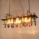Axyaa Rust Metal Wine Bottle Chandelier for Home Decor & Restaurant Lighting