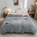 Axyaa Gray Coral Fleece Plaid Blanket: Soft & Warm Single/Queen/King Bedspread