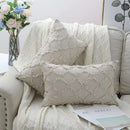 Axyaa Striped Furry Cushion Cover, Cozy Cotton Linen Pillowcase