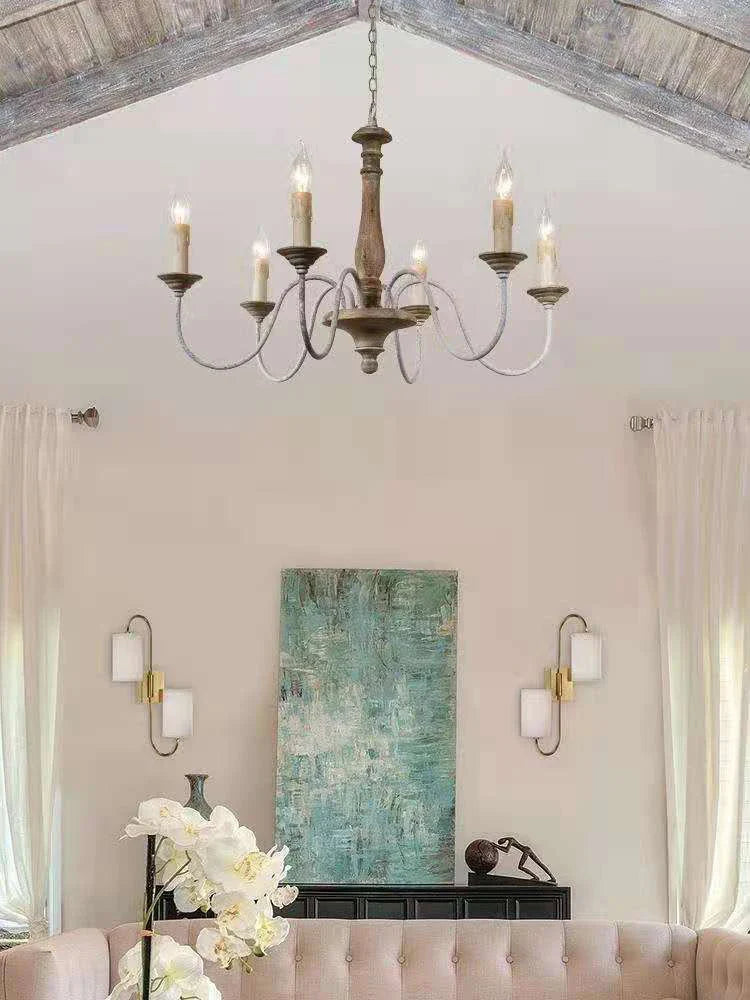 Axyaa Rustic Wooden Chandelier for Home Decor and Lighting