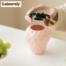 Axyaa Ceramic Strawberry Vase Flower Basket, Zen Style for Home Decor or Tea Set