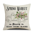Axyaa Spring Flowers Linen Pillowcase: Bike Truck Print Cushion Cover 45x45CM